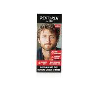 Restoria Men's Hair & Beard Dye Kit - DARK BROWN - Quick 5-Minute Grey Coverage - Hydrating, Vegan & Paraben-Free - Natural Matte Look - Easy Brush-In Formula