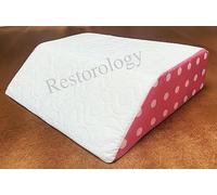 Restorology Leg Elevation Wedge Pillow, Helps Sleeping, Resting, Reading, Blood Circulation, Post Surgery Back Hip Neck Knee Pain, Removable Zip Cover (Pink With White Dot) 60 X 50 X 15 CM