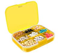 Restree Large Pill Organizer, Daily Pill Box, Portable Medicine Dispenser, Moisture-Proof Travel Pill Case for Vitamin, Medicine, Fish Oil/Supplements 9 compartments (Yellow)