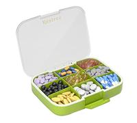 Restree Large Pill Organizer, Moisture Proof & Waterproof Travel Pill Case, Portable Medication Box with Adjustable Dividers for Vitamins Supplements Fish Oil and Daily Pills 9 Compartments (Green)