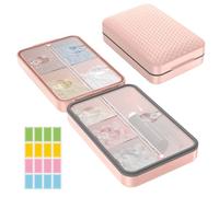 RESTREE Pill Dispenser, 8 Compartments Portable Pill Organizer, Large Pill Box for Vitamin, Medicine, Fish Oil/Supplements (Pink)
