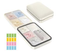 Restree Weekly Pill Organizer 8 Compartment, [Triple Seal Magnetic Lock] Travel Pill Case with Labels & Inner Lid, Moisture Proof for Vitamins, Fish Oil, Supplements, Daily Meds - 7+1 Large (White)