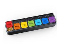 Restree Weekly Pill Organizer Once a Day, Daily Medicine Organizer with Slide-Lid, 7 Day Portable Travel Pill case, Vitamin & Supplement Organizer (Black)