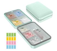 Restree Weekly Pill Organizer with Labels - 8 Compartments Travel-Size Moistureproof & Airtight Pill Case for Daily Use | Large Medicine Box for Vitamins, Supplements (Green)