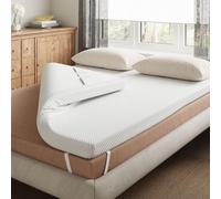RestRelax Double Size Cooling Mattress Topper, Machine Wash, White, 190x135x3cm, Polyester Cover, Zipper