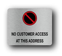 Restricted access sign indicating no customer entry. Sign - 11.0x9.5cm Brushed Aluminium