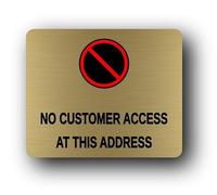 Restricted access sign indicating no customer entry. Sign - 11.0x9.5cm Brushed Aluminium