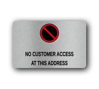 Restricted access sign indicating no customer entry. Sign - 14.0x9.0cm Brushed Aluminium