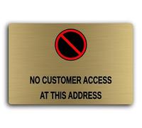 Restricted access sign indicating no customer entry. Sign - 29.0x19.0cm Brushed Aluminium