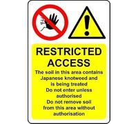 Restricted Access The Soil in This Area Contains Japanese Knotweed Safety Sign - 1mm Plastic Sign (600mm x 400mm)