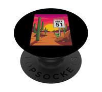 Restricted Area 51 Desert Sunset Alien Meme PopSockets Adhesive PopGrip