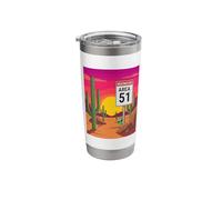Restricted Area 51 Desert Sunset Alien Meme Stainless Steel Insulated Tumbler