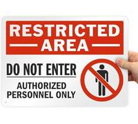 Restricted Area - Do Not Enter, Authorized Personnel Only Tin Sign Decor 4 x 8inch