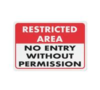 Restricted Area No Entry Without Permission Art Plaque Wall Decor Look Funny Gifts for Cafe Home Kitchen Bathroom Farm Garden Bar Posters Tin Sign 8x12 Inch