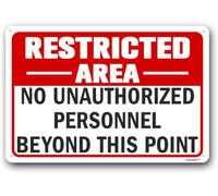 Restricted Area Sign,Beyond This Point Sign,Private Property Sign "Restricted Area - No Unauthorized Personnel Beyond This Point" 30x40cm Metal Aluminum Sign