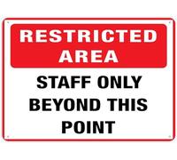Restricted Area Staff Only Beyond This Point Sign Outdoor, Uv Printed Rust Free Aluminum 12 X 8 In,Yard Sign For Home, Business, Driveway Alert