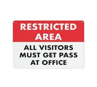 Restricted Area Visitors Must Get A Pass Sign 12 X 8 Inches Aluminum Sign Reflective - Uv Protected, Waterproof, Weatherproof And Fade Resistant - 4Pre-Drilled Holes