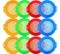 Restroma 12 Pack Kids Plastic Sand Strainer Sand Sifting Pan Sand Sifter Sieve Beach Toys for Boys Girls Outdoor Gardening Digging Finding Treasure Tools, 4 Colors