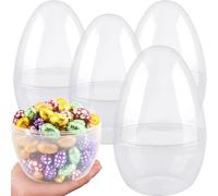 Restroma 4 Pack 10 Inch Giant Clear Easter Eggs Large Empty Easter Eggs Plastic Egg for Easter Party Hunt Stuffers