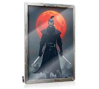 Restroom Accessories Poster Rustic Decor | Samurai Warrior With Dual Swords Against A Blood Moon Weathered Metal Wall Decor For Dressing Home(30X40CM)