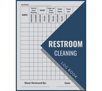 Restroom Cleaning Log Book: Restroom & Bathroom Cleaning Log Book Checklist Notepad for Restaurant, Office , Public Toilets and Theater
