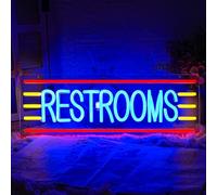 Restroom Neon Sign for Business Toilet Neon Light Bathroom LED Neon Sign Restrooms LED Neon Light for Home Bar Shop Hotel Shop Mall Supermarket Decoration