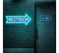 Restroom Neon Sign, Restroom Arrow Led Sign, Bathroom LED Light for Cafe, Bar, Office or Home, Custom Funny Toilet Direction Wall Decor Neon