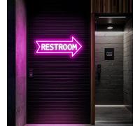 Restroom Neon Sign, Restroom Arrow Led Sign, Bathroom LED Light for Cafe, Bar, Office or Home, Custom Funny Toilet Direction Wall Decor Neon
