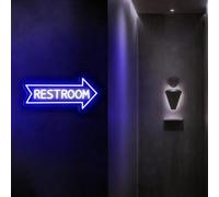 Restroom Neon Sign, Restroom Arrow Led Sign, Bathroom LED Light for Cafe, Bar, Office or Home, Custom Funny Toilet Direction Wall Decor Neon