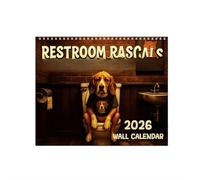 Restroom Rascals: Dog Edition 2026 Wall Calendar,Dog Calendar Sitting on The Toilet,12 Monthly Funny Cute Dogs Planner Organizer,Hilarious Bathroom Dog Calendar for Home Office Decor