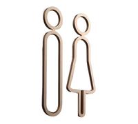 Restroom Sign, Toilet Signs, For Public Place Home Decoration Pattern Restroom Sign, with Adhesive(Gold)