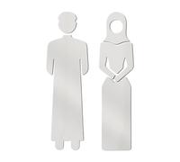 Restroom Signs Door Marker, Removable Restroom Identification for Men Women, Middle Eastern Arabic Islamic Cultural Office Shopping Center- Silver