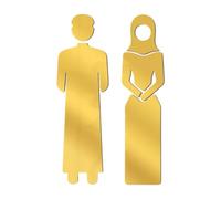 Restroom Signs Door Marker, Removable Restroom Identification for Men Women, Middle Eastern Arabic Islamic Cultural Office Shopping Center- Gold