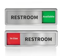 Restroom Sliding Door Signs Do Not Disturb, In Use/Available Slider Sign for Business Home Office Wellness Vacant Occupied Privacy Slide Door Sign，Brushed Silver