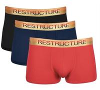 RESTRUCTURE Bamboo Boxers Mens with 3D Contour Pouch - Anti Chafing Boxer Trunk Pack Of 3 - Experience the Softness with Boxer Shorts for Men - Stay Fresh All Day, Metallic Gold, Odor-Free