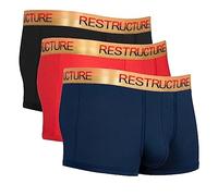 RESTRUCTURE Bamboo Boxers Mens with 3D Contour Pouch - Anti Chafing Boxer Trunk Pack Of 3 - Experience the Softness with Boxer Shorts for Men - Stay Fresh All Day, Metallic Gold, Odor-Free