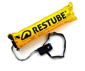 Restube Unisex's Active Safety Adults and Kids-Open Water Swim Help Swimmers Stay Afloat-One-Pull Inflatable Mechanism Life Buoy with Whistle, Black/Ice Mint, Small, RT-01201-HBI