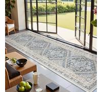 Restydon Kitchen Runner Rug Non Slip Washable 2.5x10, Soft Ultra-Thin Entryway Rug Runners for Hallways, Carpet Runner for Living Room,Kitchen, Laundry, Bathroom(Blue/Beige,2.5'x10')