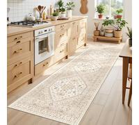 Restydon Kitchen Runner Rug Non Slip Washable 2.5x8, Soft Low Pile Entryway Rug Runners for Hallways,Carpet Runner for Living Room,Kitchen, Laundry, Bathroom(Cream/Beige,2.5'x8')