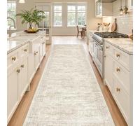Restydon Kitchen Runner Rugs Non Skid Washable - 2.5 x 10 Runner Rug with Anti Slip Backing, Ultra-Thin Soft Rug Runner for Hallway, Bedroom, Living Room (2'x10', Beige/Ivory)