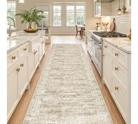 Restydon Kitchen Runner Rugs Non Skid Washable - 2.5 x 10 Runner Rug with Anti Slip Backing, Ultra-Thin Soft Rug Runner for Hallway, Bedroom, Living Room (2'x10', Brown/Ivory)