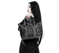 Restyle Clothing - Catacombs - Gothic Shopper Black Casual Work Tote Bag with Cathedral Motif