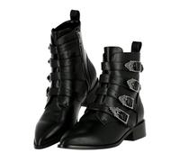 Restyle Clothing - Cathedralis - Buckle Pike Winklepicker Classic Gothic Shoes Vampire Vibes Vampire Boots Antiquity Vibes Black