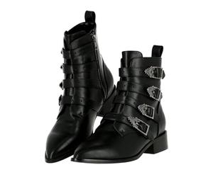 Restyle Clothing - Cathedralis - Buckle Pike Winklepicker Classic Gothic Shoes Vampire Vibes Vampire Boots Antiquity Vibes Black