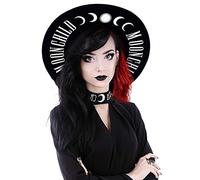 Restyle Clothing Moon Child Wide Brim Hat Women's Fashion Accessory Black Wool Gothic Nugoth Witchy Goth Wiccan Occult Style Fedora