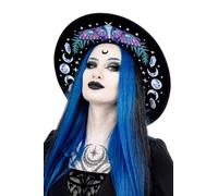 Restyle Clothing Witchy Wide Brim Summer Fashion Hat Enchanted Forest Wide Brim Hat Women's Fashion Accessory Black Wool Gothic Nugoth Goth Wiccan Occult Style Fedora, Black, One Size