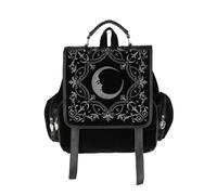 Restyle - Crescent Square Velvet Embroidered Black - Backpack - black - Onesize - 50% Polyurethane, 50% Nylon,Velvet Onesize