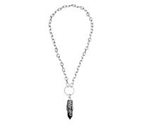 Restyle Crystal Fern Choker Black Gothic Pendant with Chunky O-Ring Chain