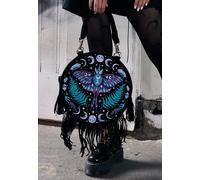 Restyle - Enchanted Forest Round With Moon Moth And Crystals Black - Bag - black - Onesize - 100% Polyester,Velvet Onesize
