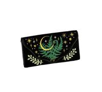 Restyle - Herbal Embroidered Oblong Fern Black/Green - Wallet - black - Onesize - 100% Polyester Onesize